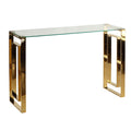Laila Console Table in Gold Stainless Steel and Clear Glass, 47"