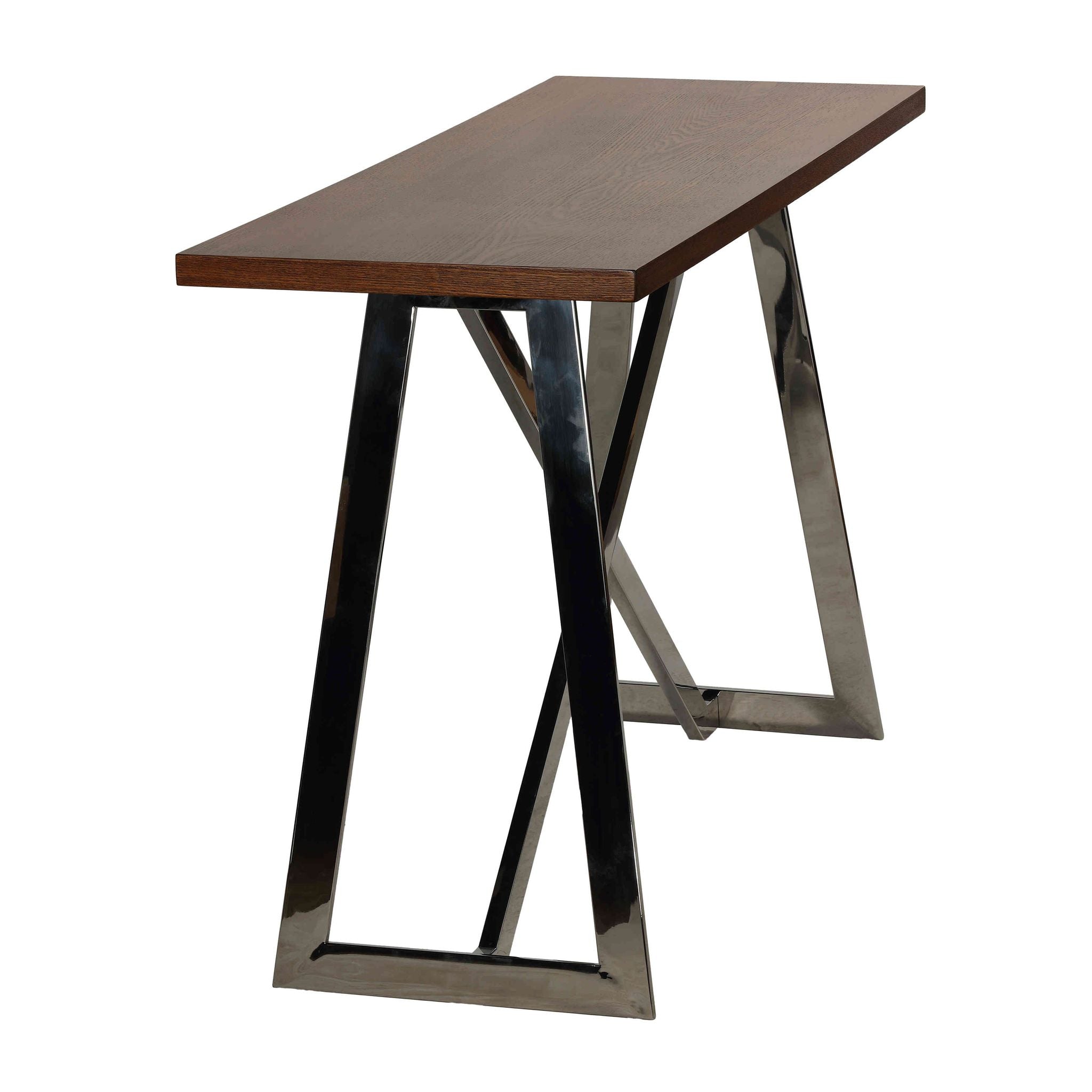 Amadeus Console Table, Wood Top and Stainless Steel Base, 47"