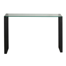 Cortesi Home Gega Contemporary Glass Console Table in Matte Black, Clear Glass