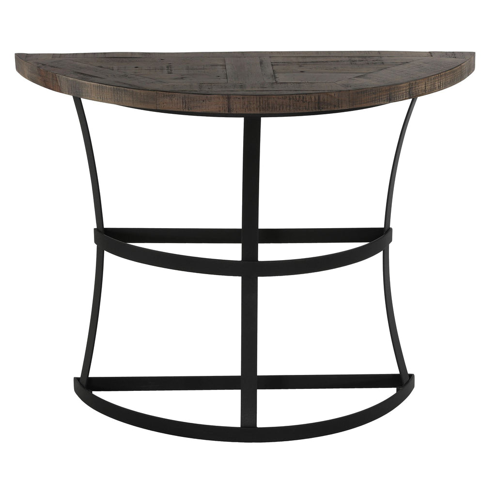 Cortesi Home Newcastle Console Table, Solid Reclaimed Wood and Black Metal