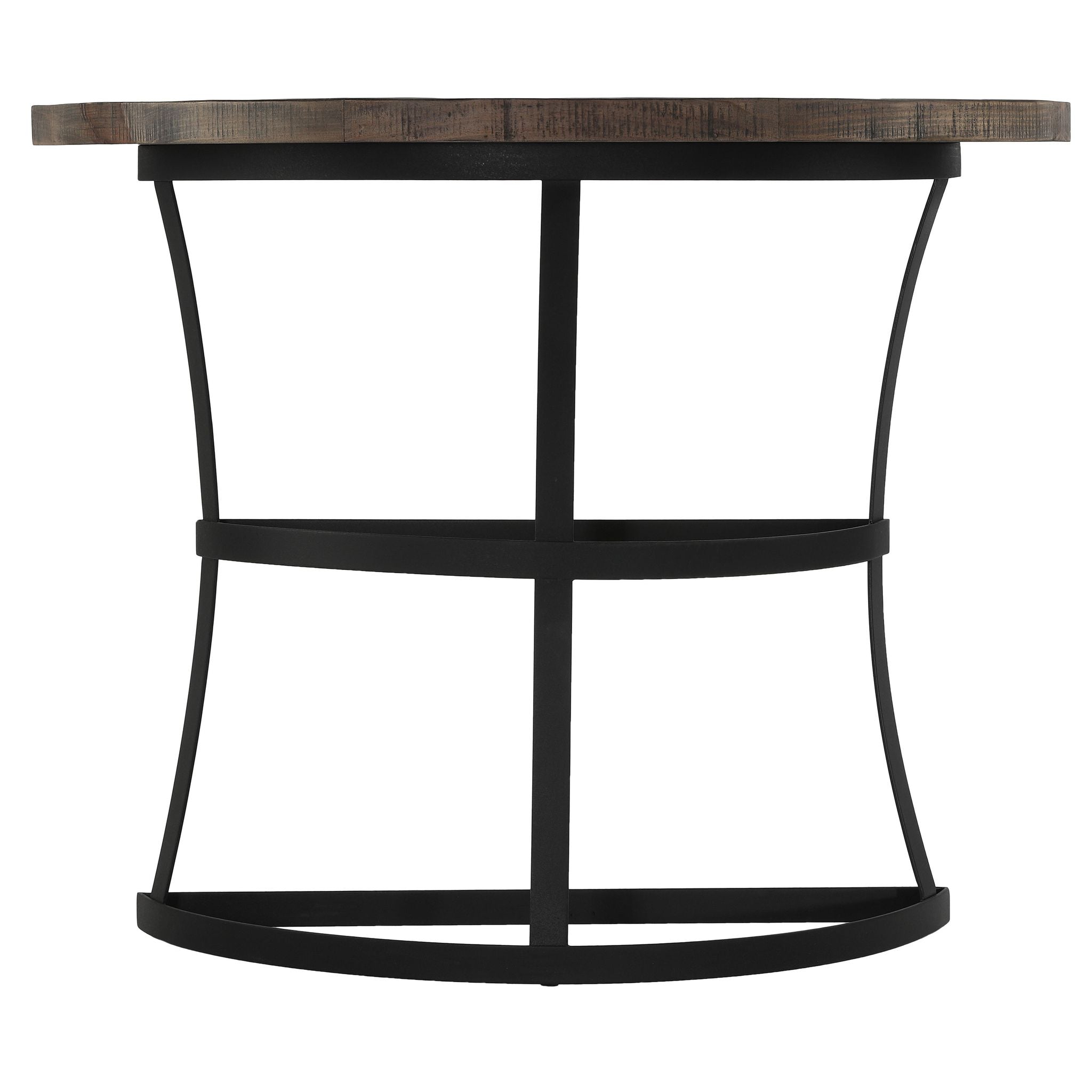 Cortesi Home Newcastle Console Table, Solid Reclaimed Wood and Black Metal