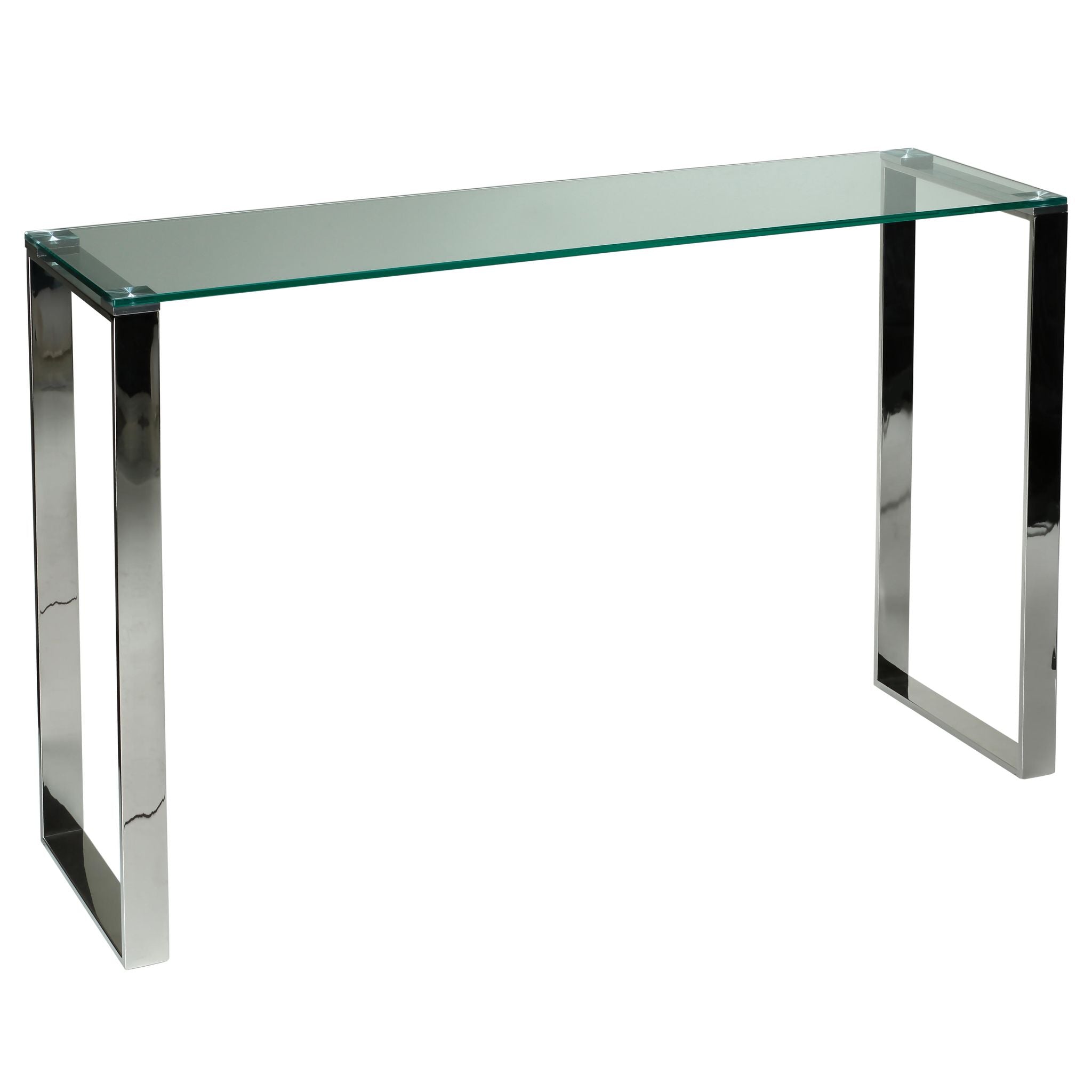 Remi Contemporary Glass Console Table with Chrome Finish