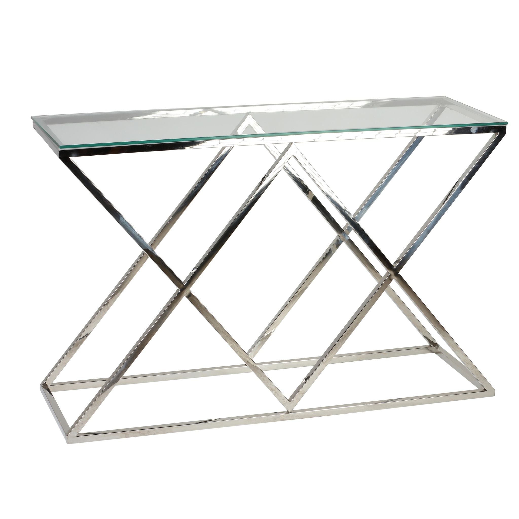 Gwen Contemporary Glass Console Table, 48x16