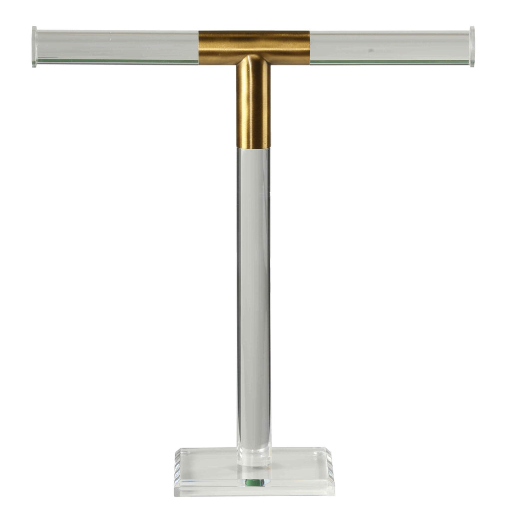 Tanzanite Acrylic Jewelry Stand with Brass Accents