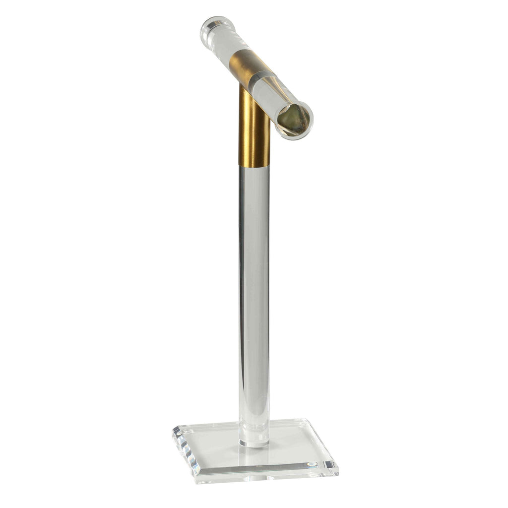 Tanzanite Acrylic Jewelry Stand with Brass Accents