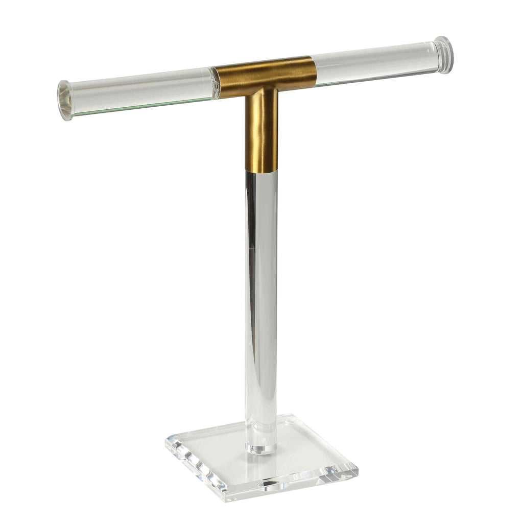 Tanzanite Acrylic Jewelry Stand with Brass Accents