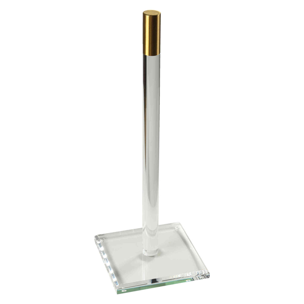 Cortesi Home Beryl Clear Acrylic Paper Towel Stand with Brass Accent