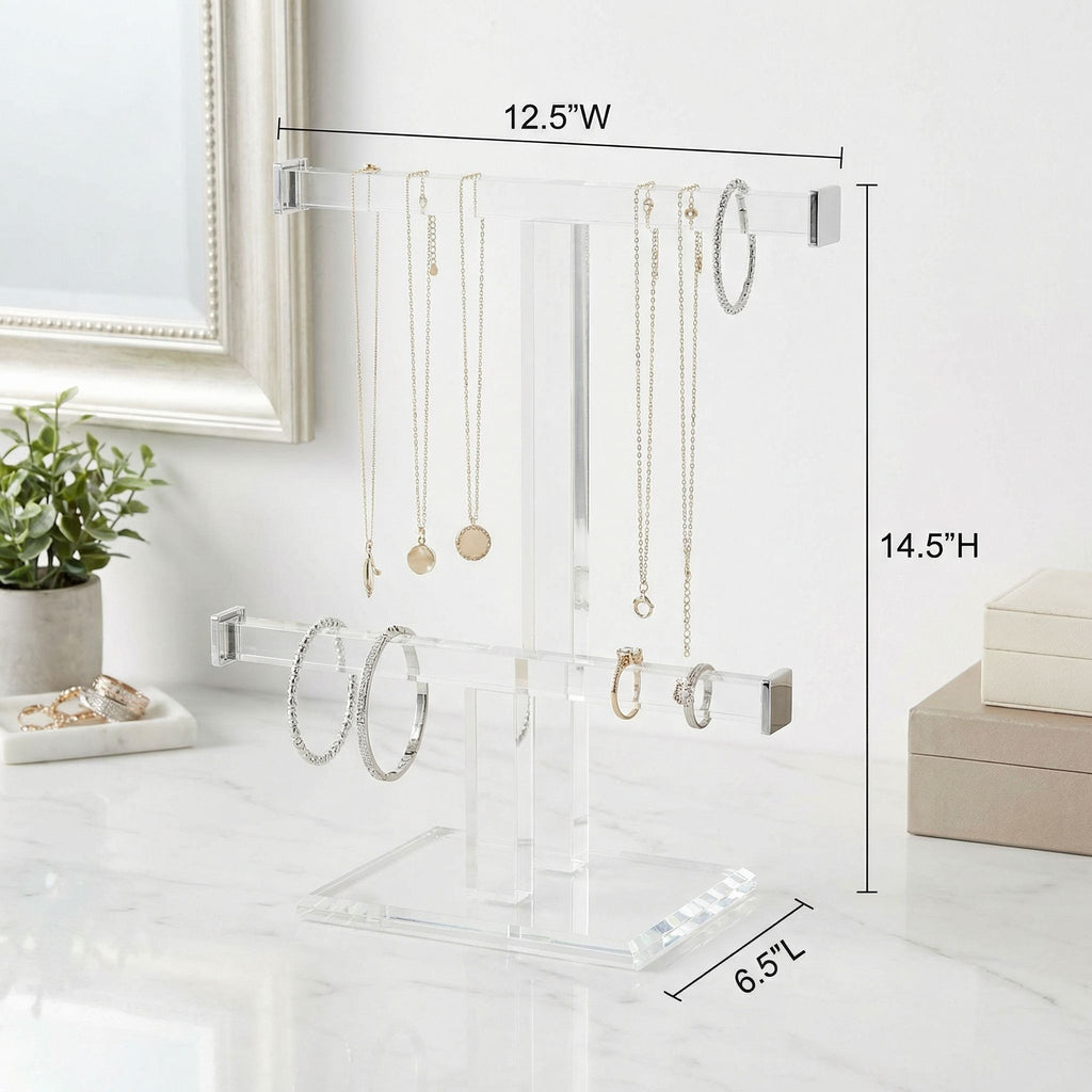 Tourmaline Acrylic Double Bar Jewelry T Stand