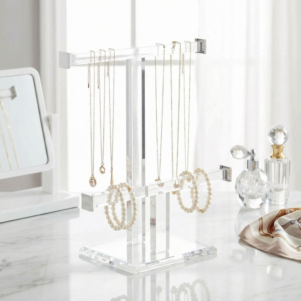 Tourmaline Acrylic Double Bar Jewelry T Stand