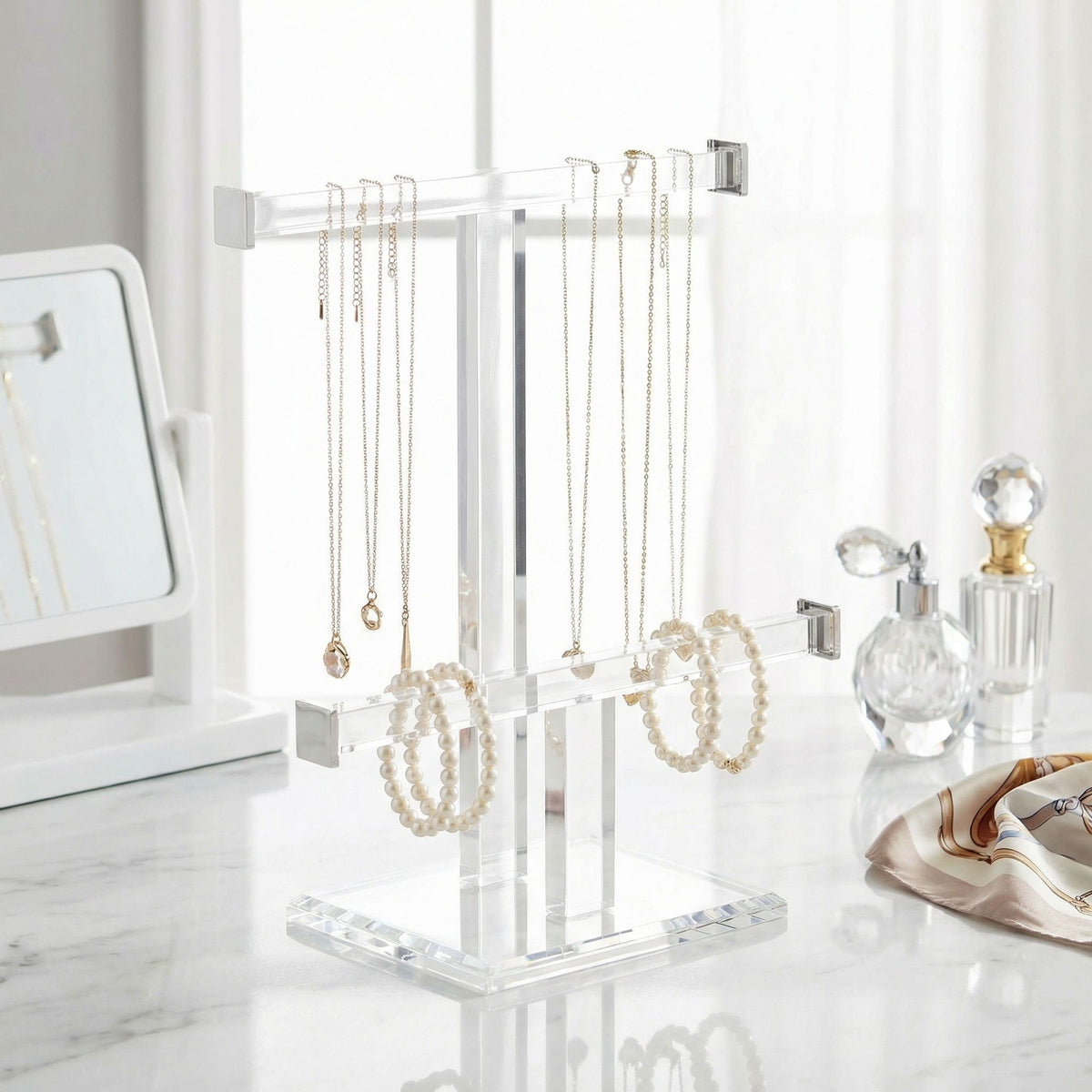 Tourmaline Acrylic Double Bar Jewelry T Stand