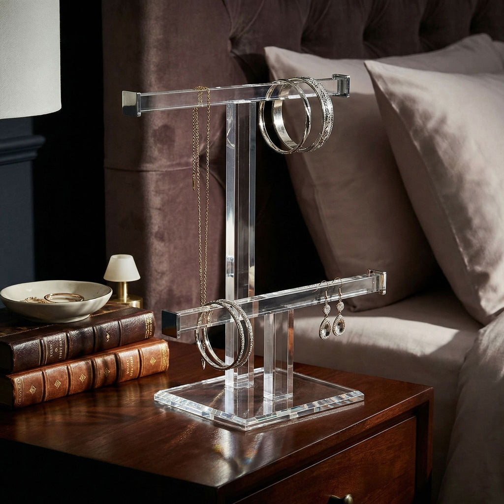 Tourmaline Acrylic Double Bar Jewelry T Stand