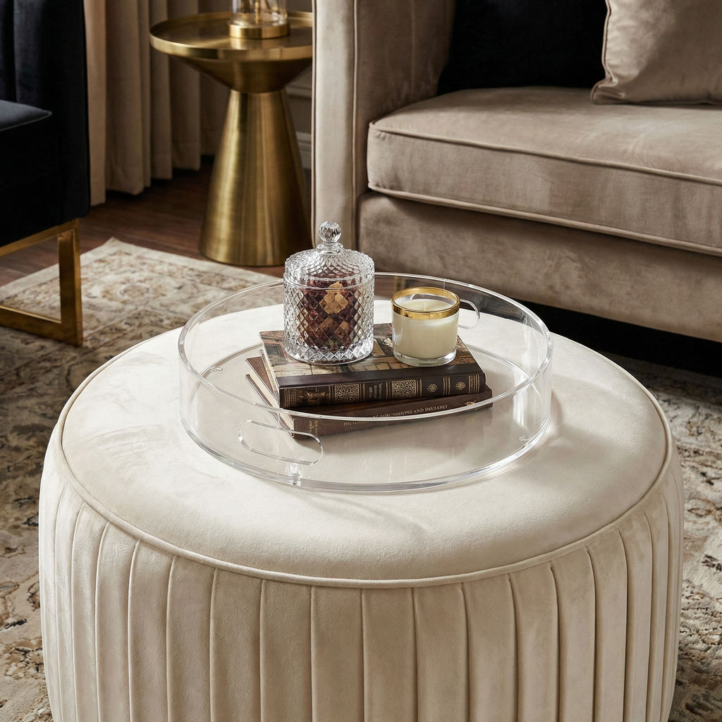 Pyrite Acrylic Round Tray with Handles,12"