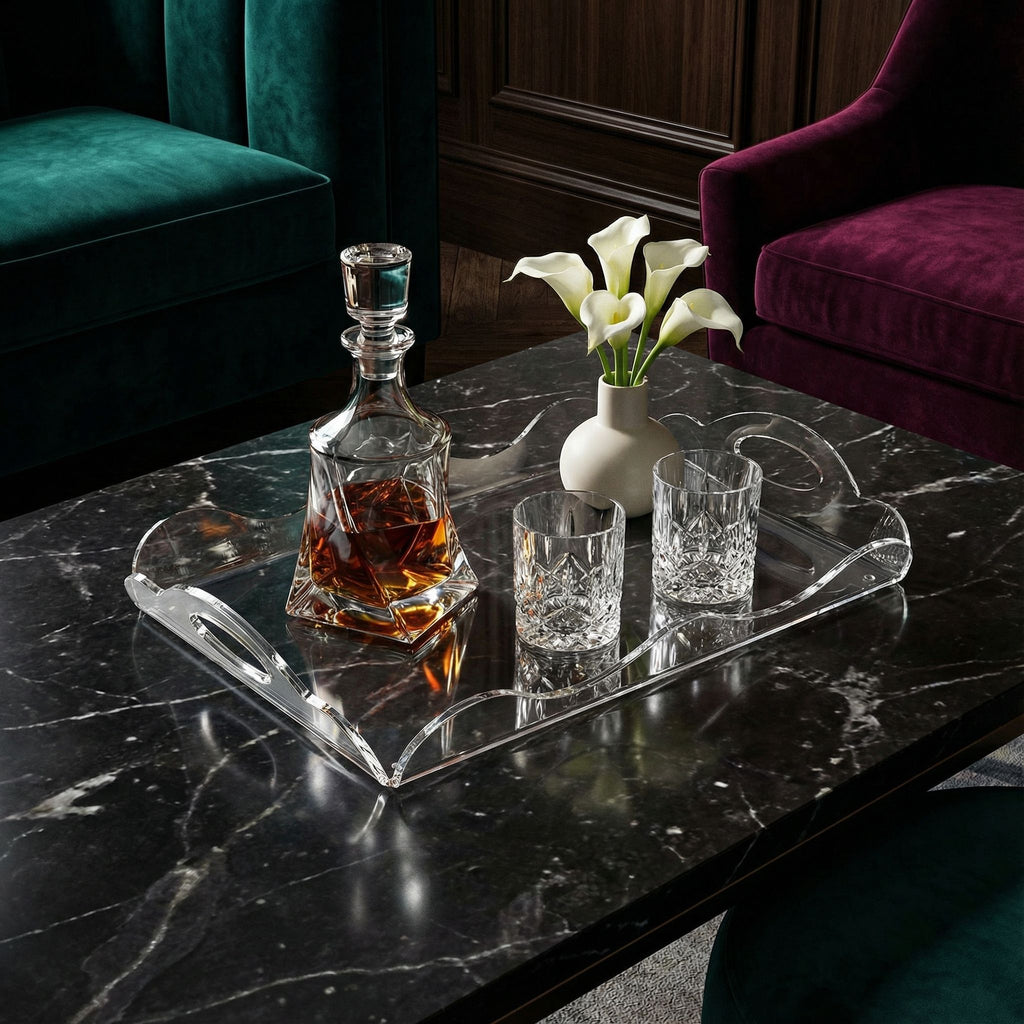Zircon Decorative Acrylic Tray with Handles
