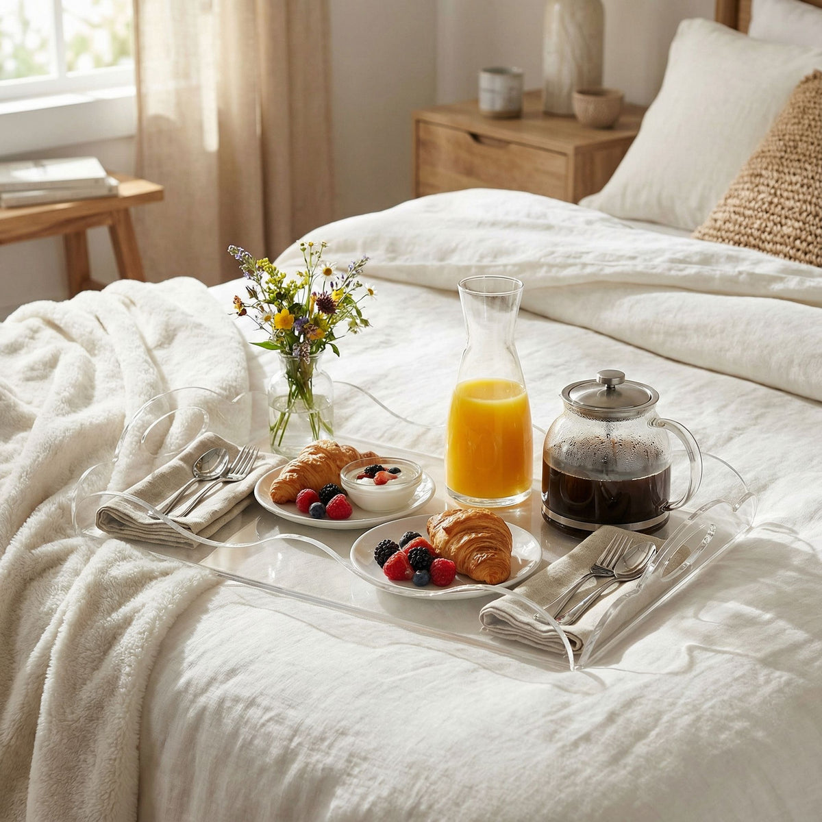 Zircon Decorative Acrylic Tray with Handles