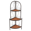 Zook Mosaic Corner Shelf, Brown Metal, Terracotta Tile Inlay