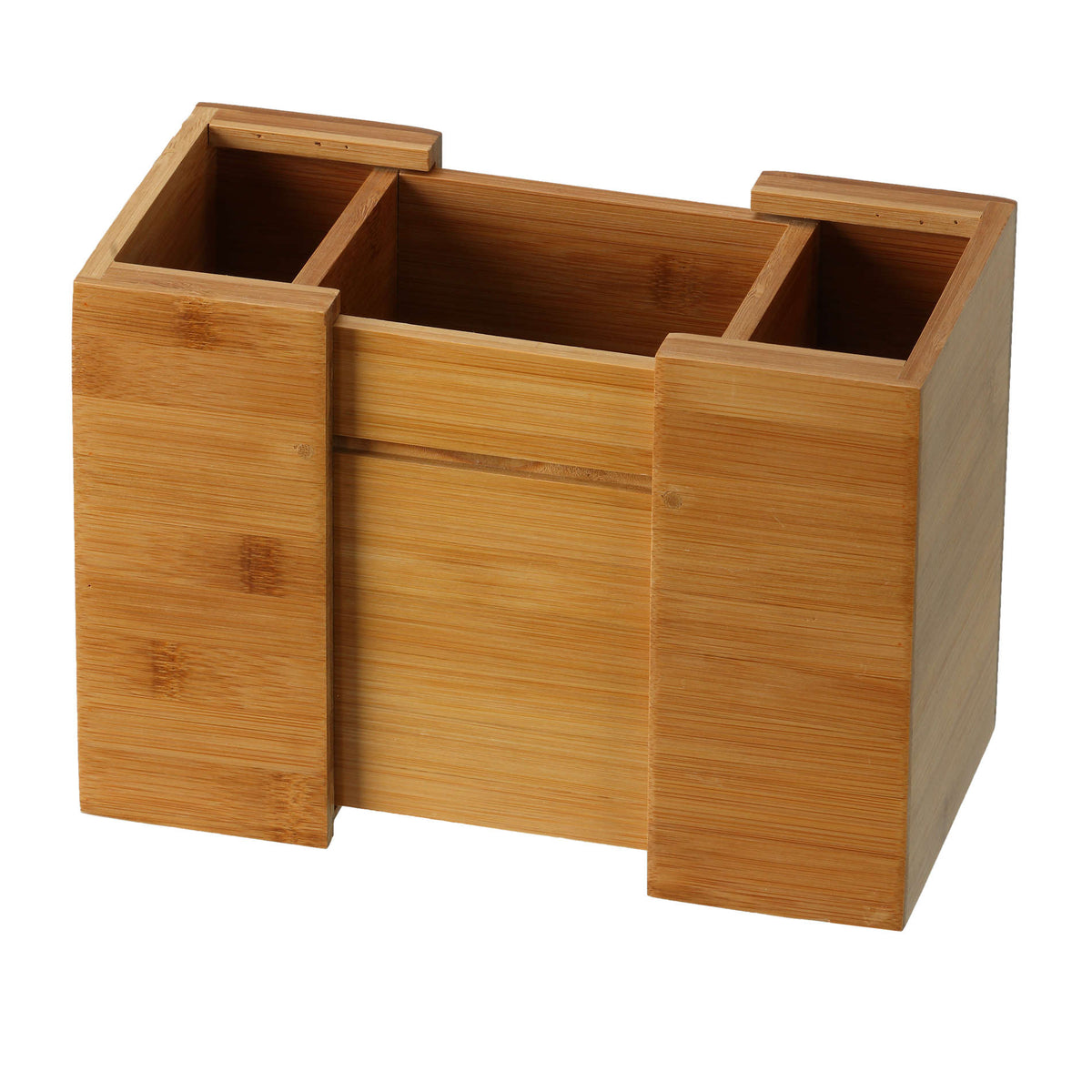 Cortesi Home Marie Natural Bamboo Expandable Utensil and Cutlery Holder, From 6 in to 10.5 in