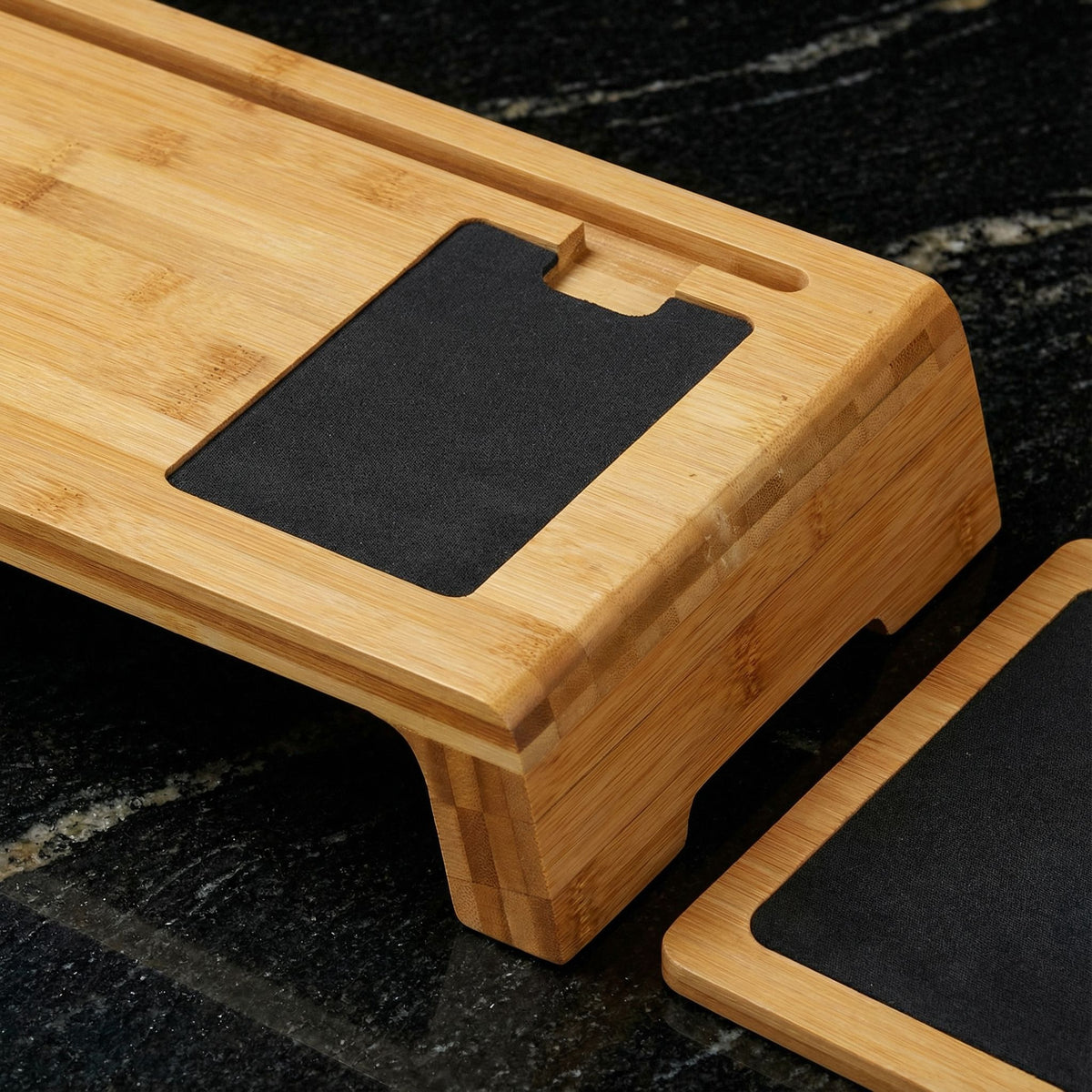 Mia Natural Bamboo Monitor Stand With Mouse Pad