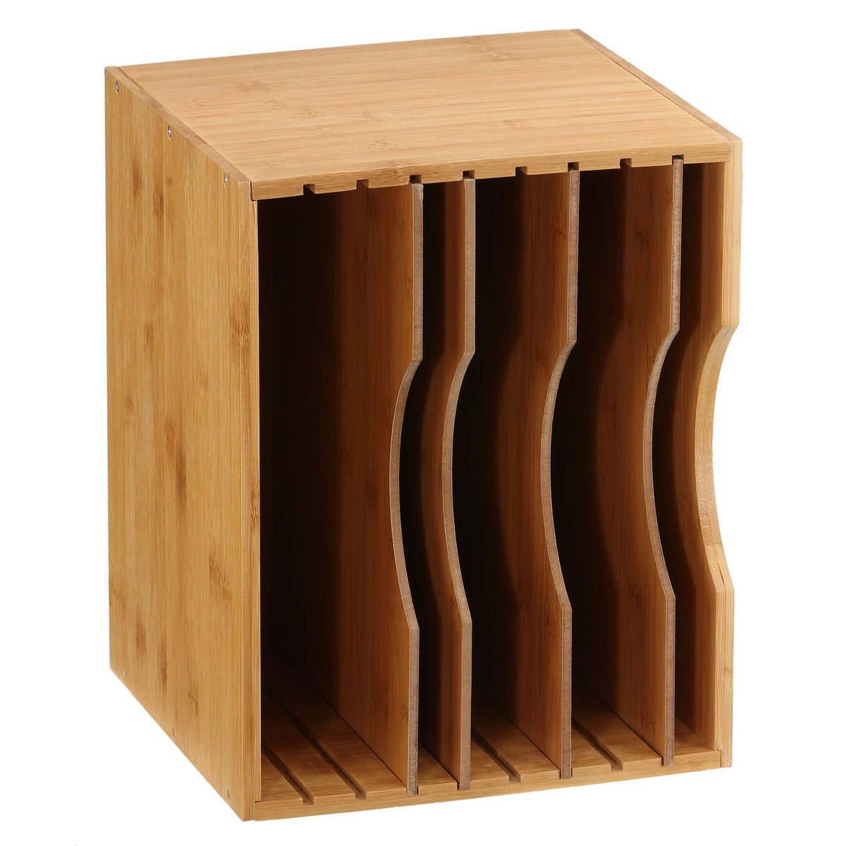 Cortesi Home Abigail Natural Bamboo File Organizer with 4 Dividers, 13x10