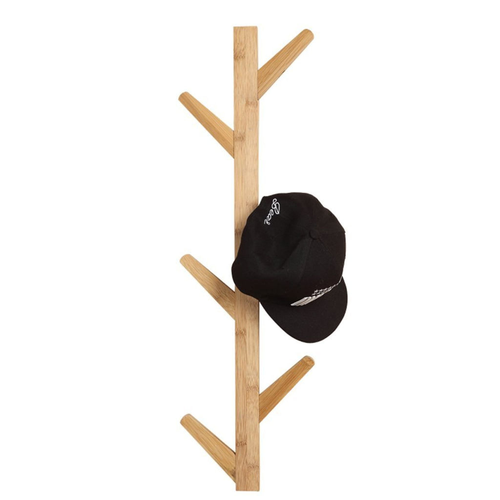 Cortesi Home Space Saver Natural Bamboo Wall Mounted 6 Hook Hanging Storage Organizer, Coat Rack