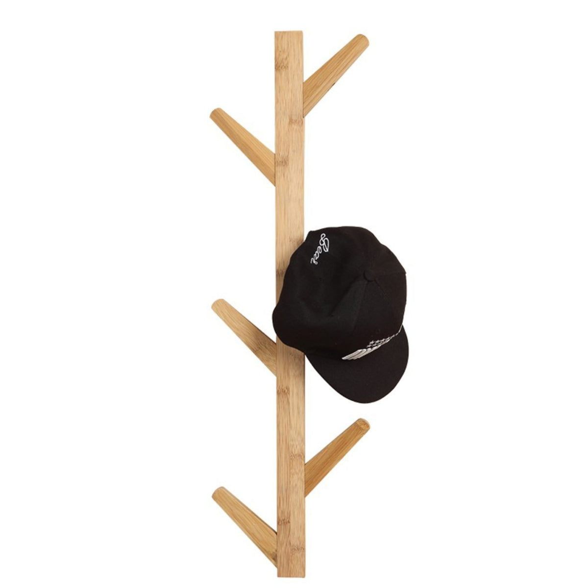 Cortesi Home Space Saver Natural Bamboo Wall Mounted 6 Hook Hanging Storage Organizer, Coat Rack