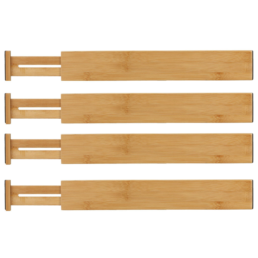Traci Natural Bamboo Spring Loaded Adjustable Drawer Dividers Set of 4