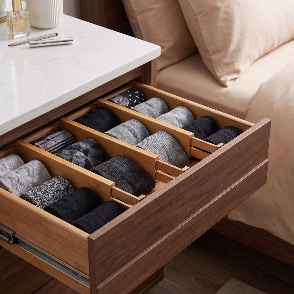 Traci Natural Bamboo Spring Loaded Adjustable Drawer Dividers Set of 4