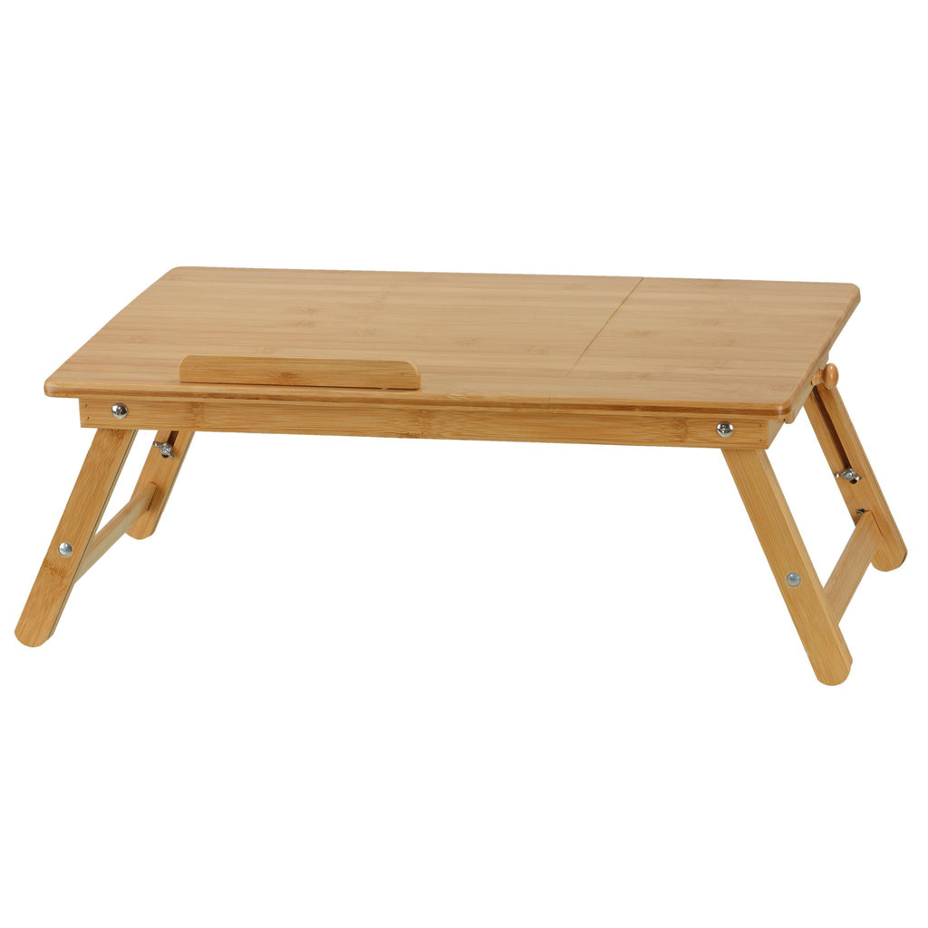Terri Natural Bamboo Laptop Desk Serving Tray Table with Tilt Top and Drawer, 28x14
