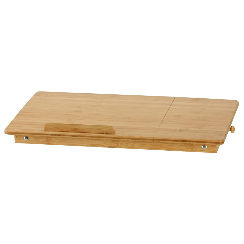 Terri Natural Bamboo Laptop Desk Serving Tray Table with Tilt Top and Drawer, 28x14