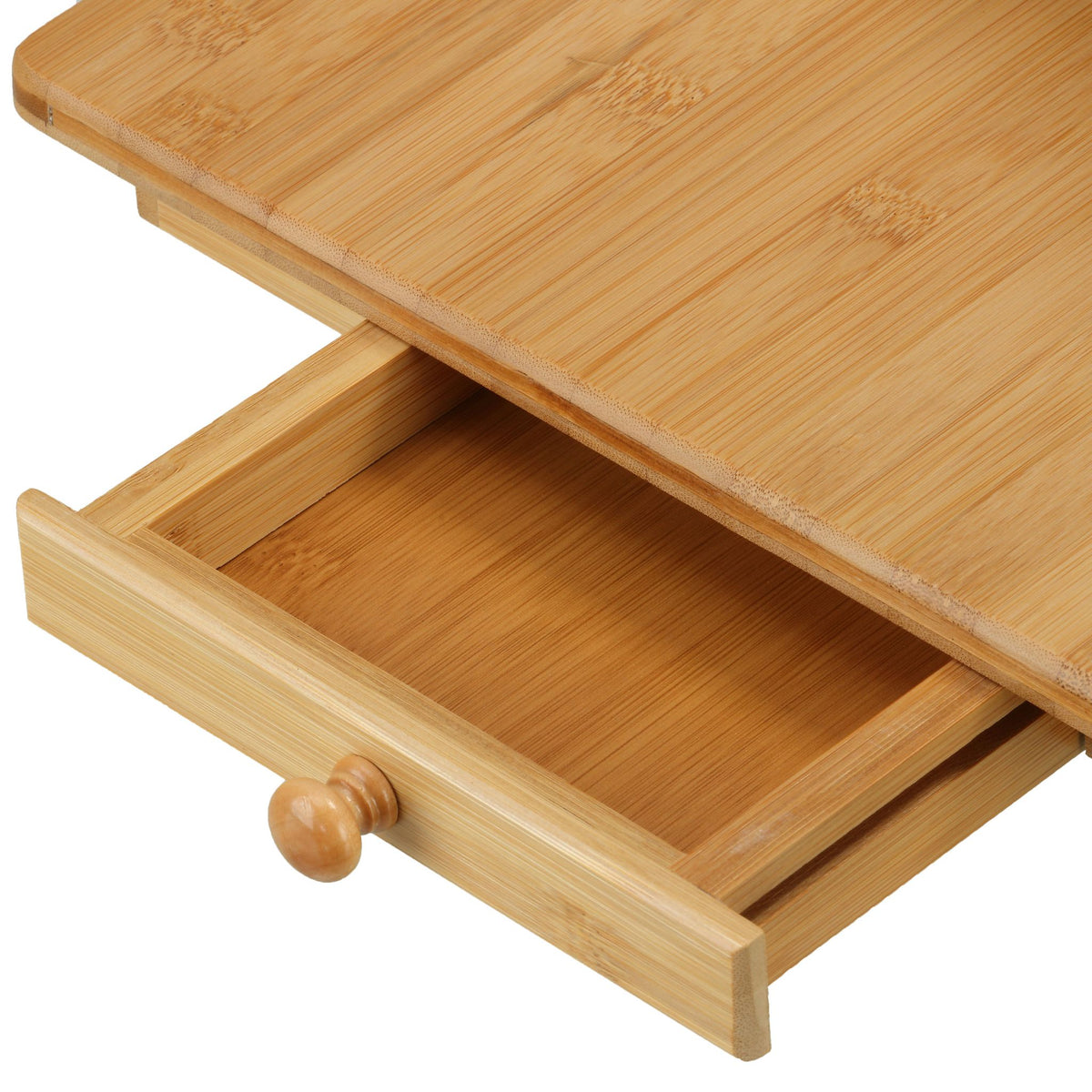 Terri Natural Bamboo Laptop Desk Serving Tray Table with Tilt Top and Drawer, 28x14