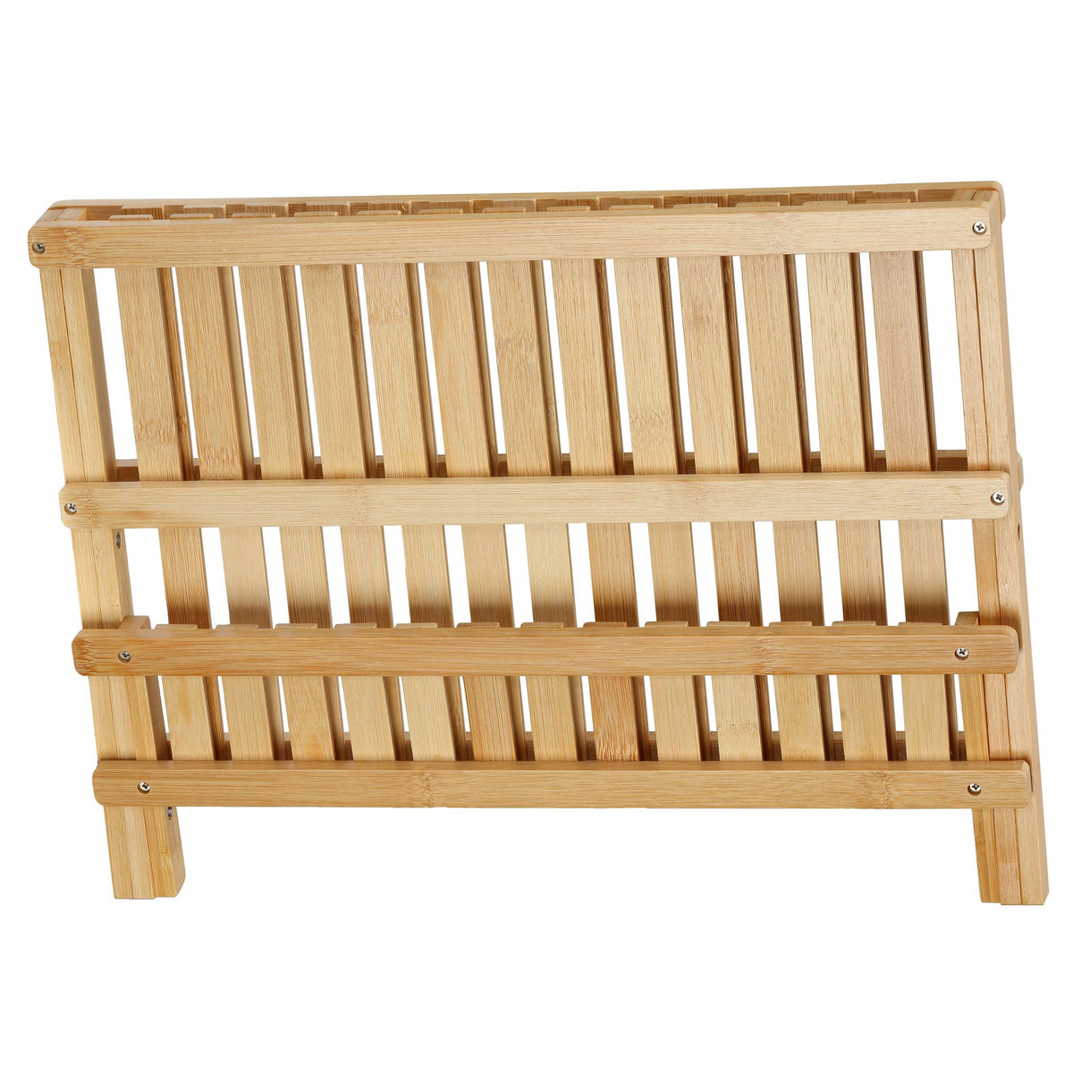 Rella Natural Bamboo Folding Dish Rack for Drying and Storage