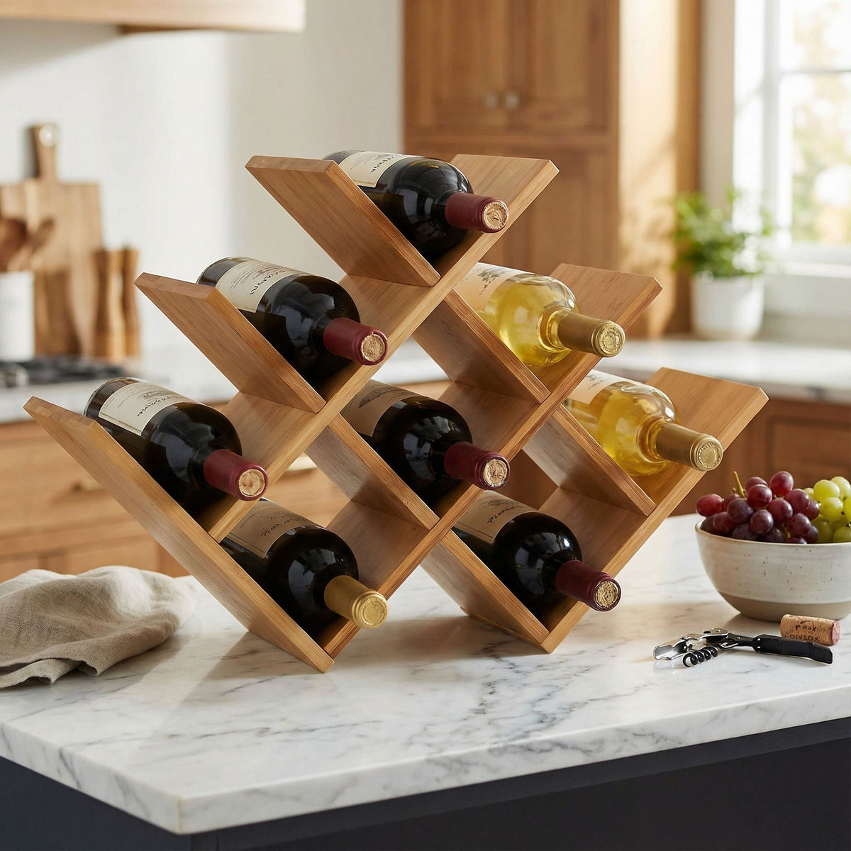 Cortesi Home Linda Natural Bamboo 8 Bottle Wine Rack