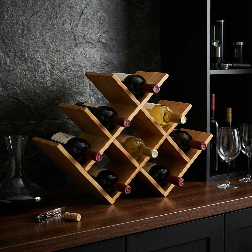 Cortesi Home Linda Natural Bamboo 8 Bottle Wine Rack