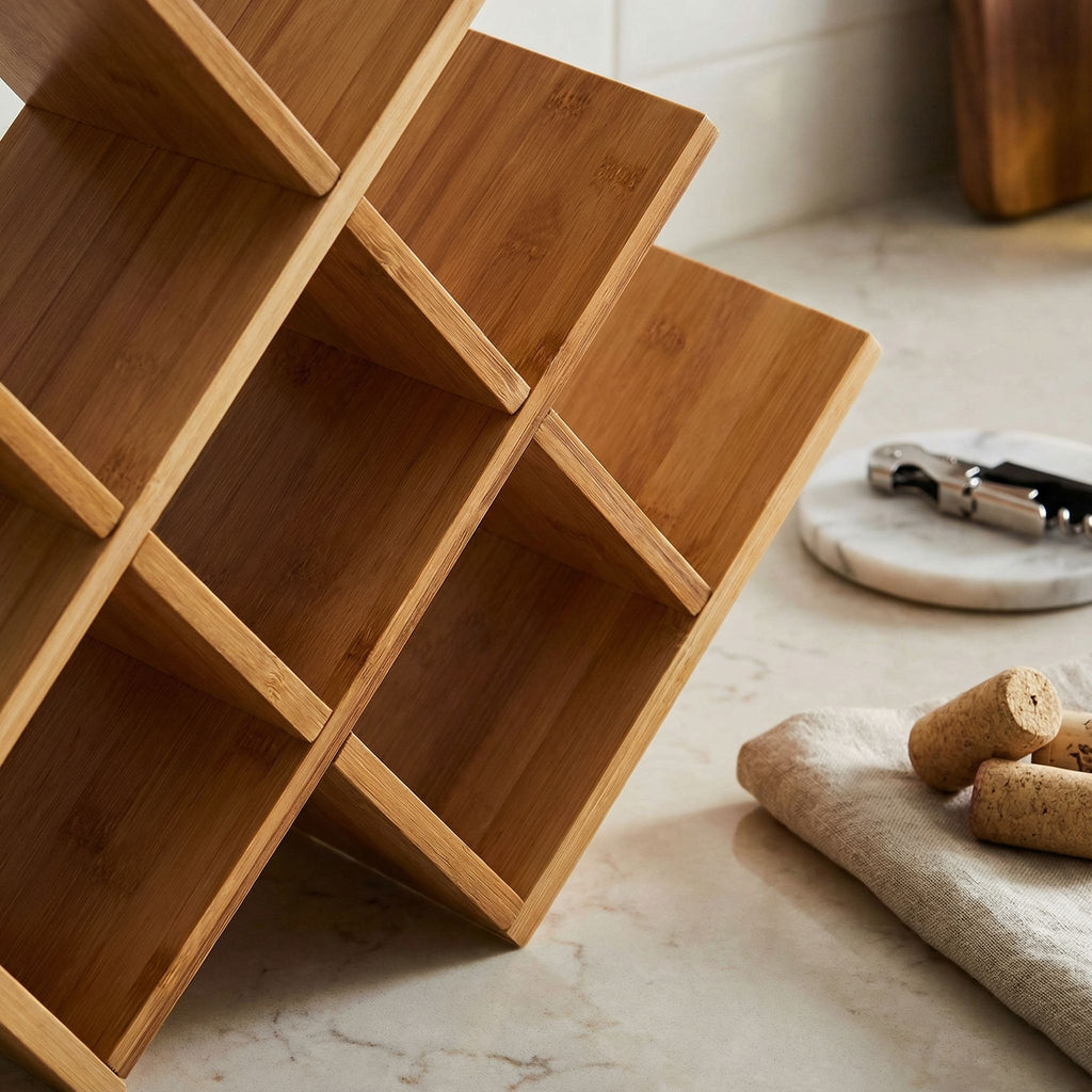 Cortesi Home Linda Natural Bamboo 8 Bottle Wine Rack