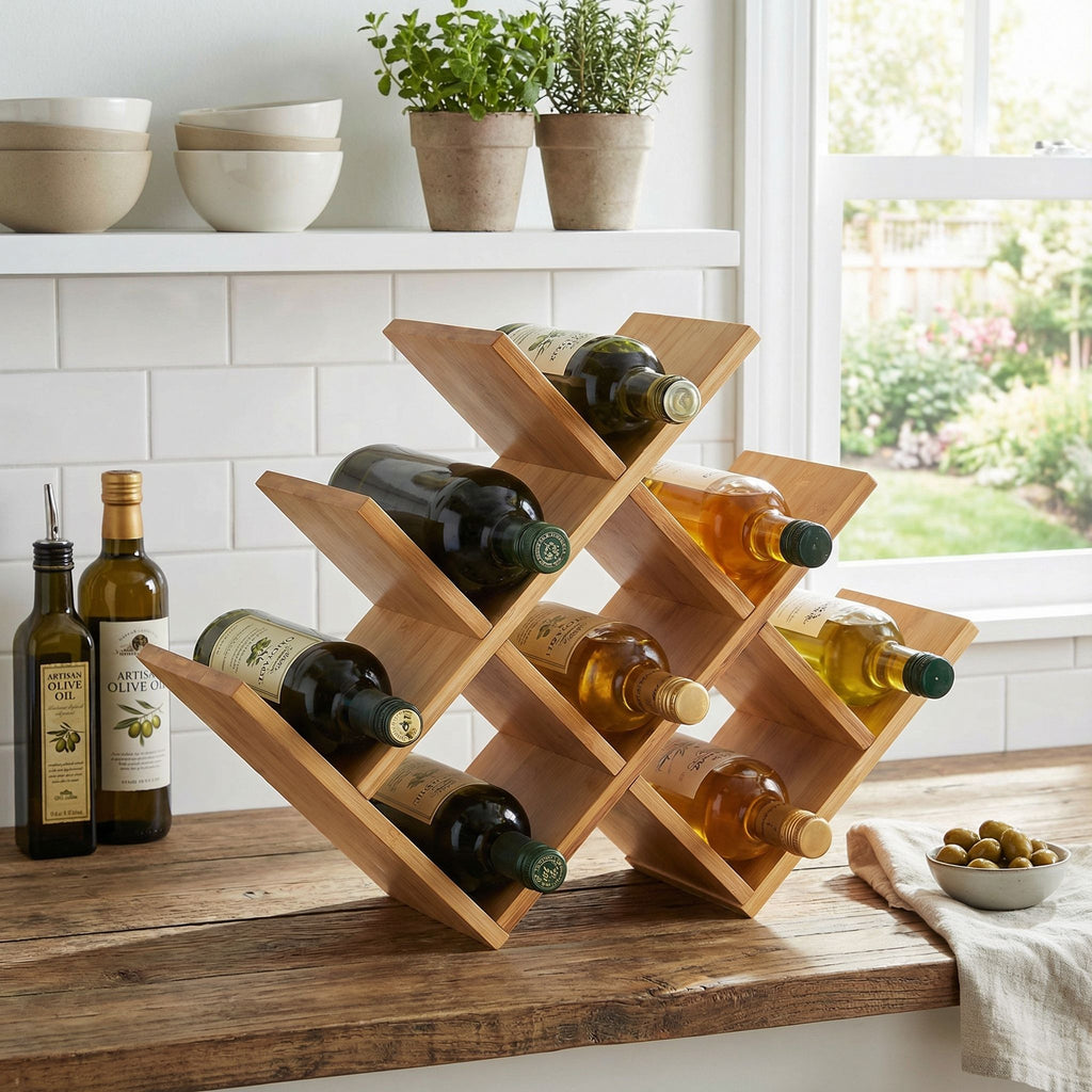 Cortesi Home Linda Natural Bamboo 8 Bottle Wine Rack
