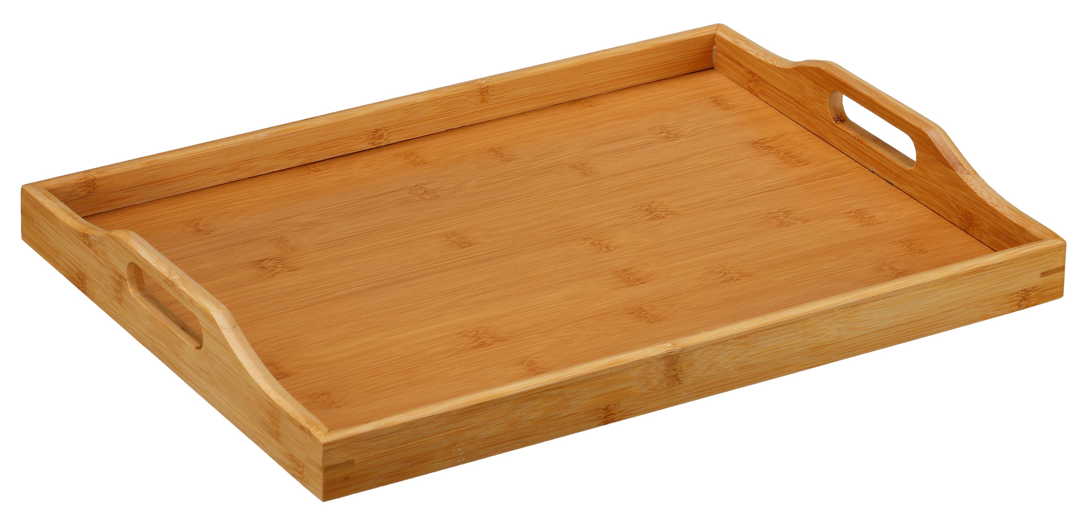 Alex Natural Bamboo Butler Serving Tray Table with Handles, 18x14