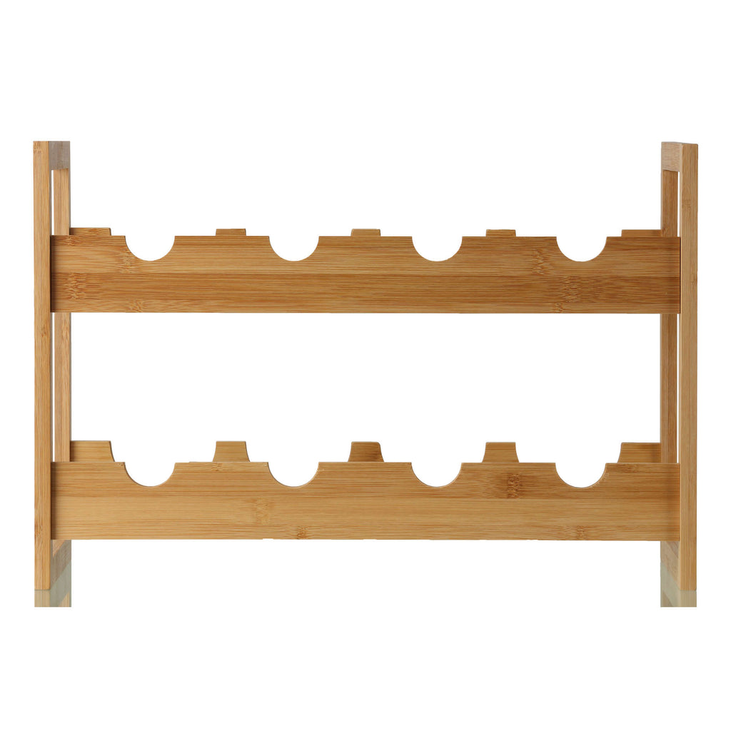 Cortesi Home Napa Natural Bamboo Stackable 2 Tier Wine Rack, Holds 8 Bottles 19" Wide