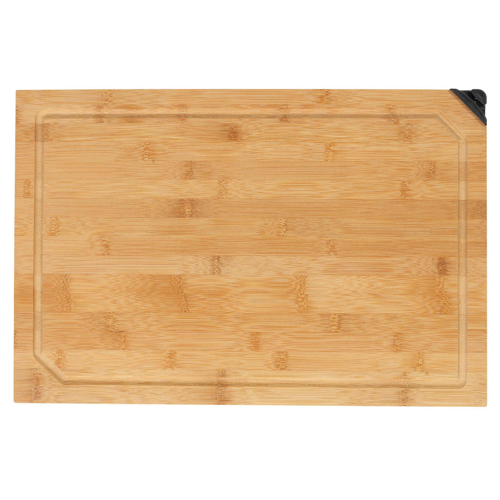 Nuri Natural Bamboo Cutting Board with Knife Sharpener, 12"x18"