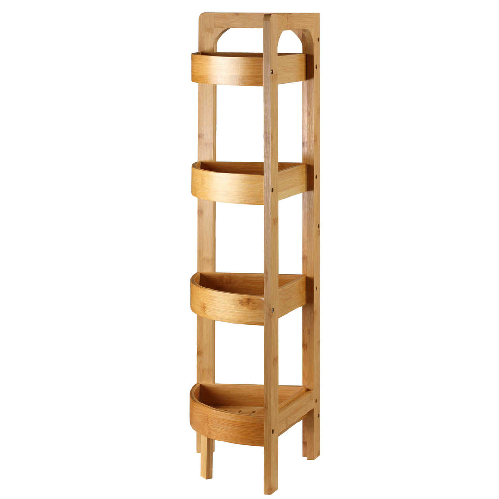 Cortesi Home Gerardo Natural Bamboo 4 Tier Corner Shelf, 31.5" Tall