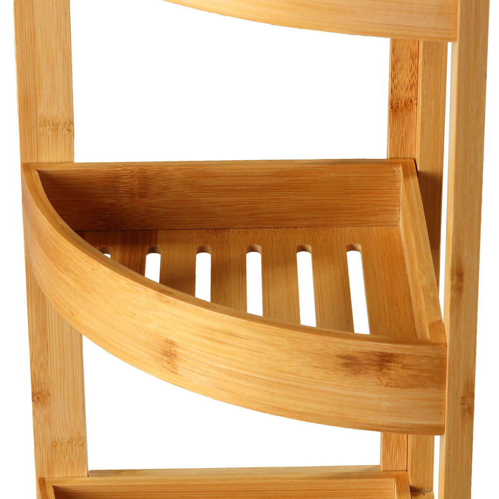 Cortesi Home Gerardo Natural Bamboo 4 Tier Corner Shelf, 31.5" Tall