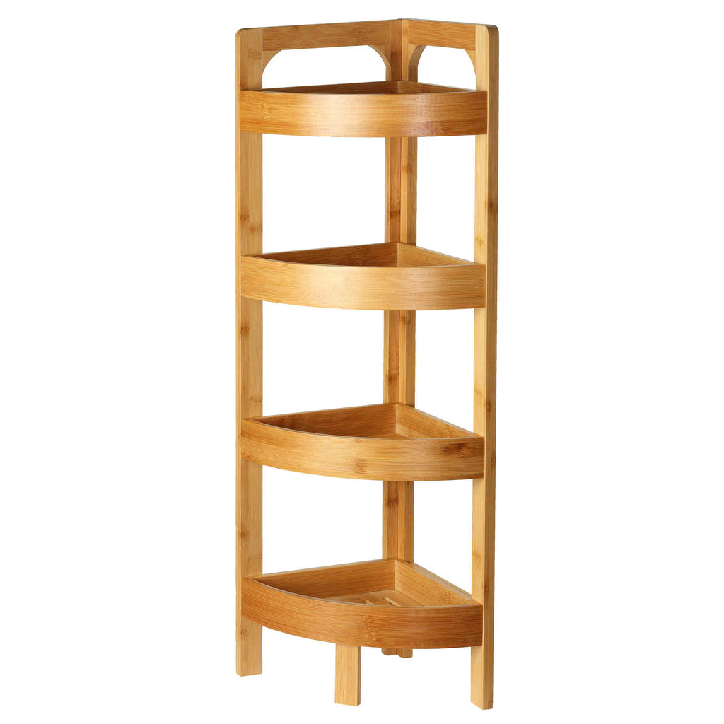 Cortesi Home Gerardo Natural Bamboo 4 Tier Corner Shelf, 31.5" Tall