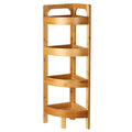 Cortesi Home Gerardo Natural Bamboo 4 Tier Corner Shelf, 31.5" Tall