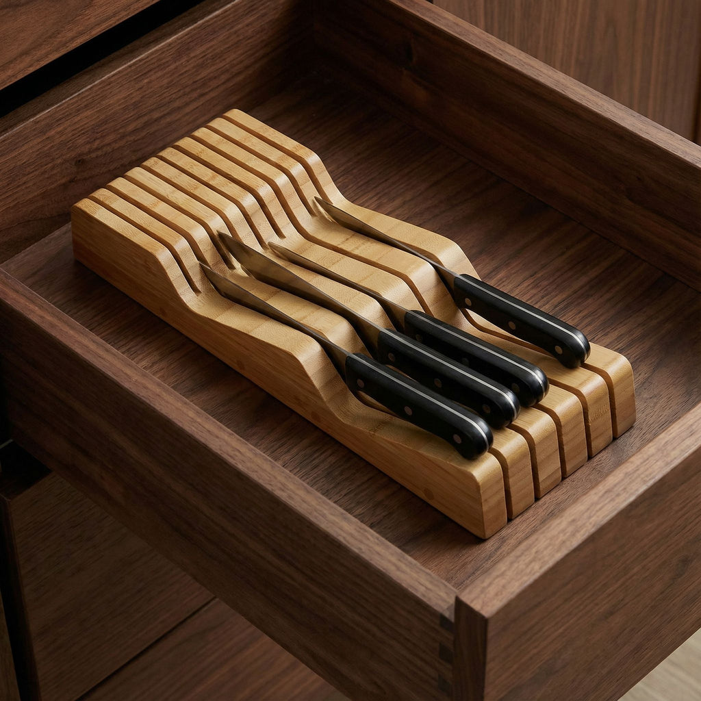 Kassandra Natural Bamboo In-Drawer Knife Block