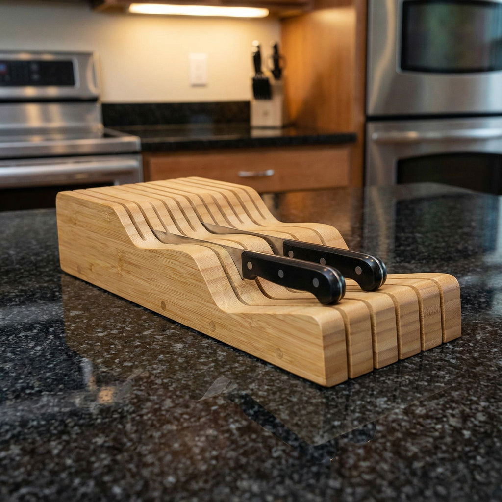 Kassandra Natural Bamboo In-Drawer Knife Block