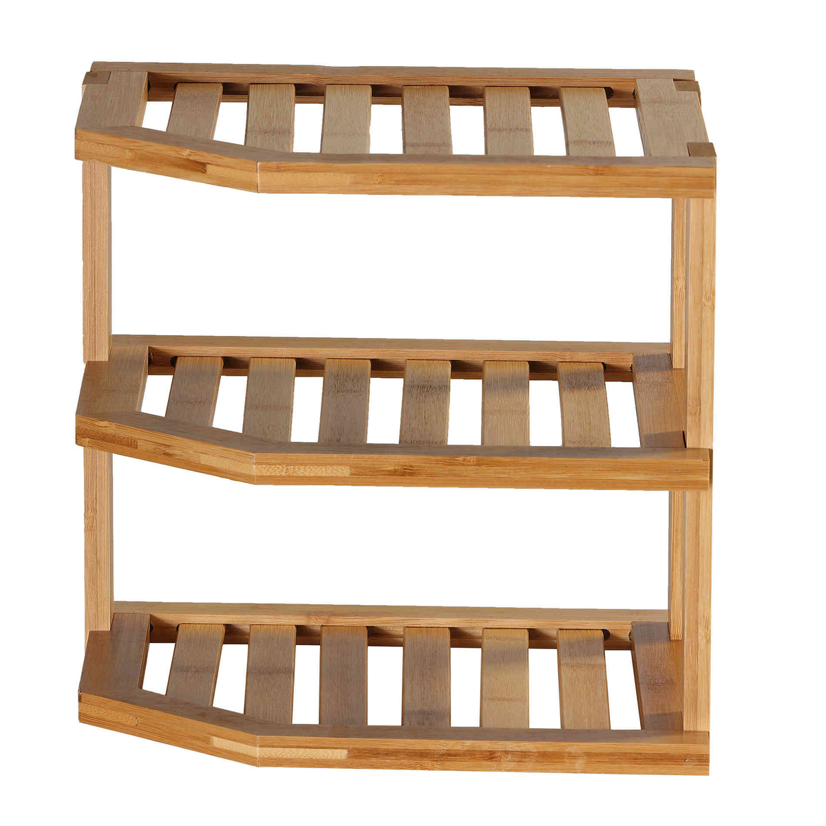 Cortesi Home Sumo Natural Bamboo 3 Tier Countertop Corner Shelf, 10"x10"