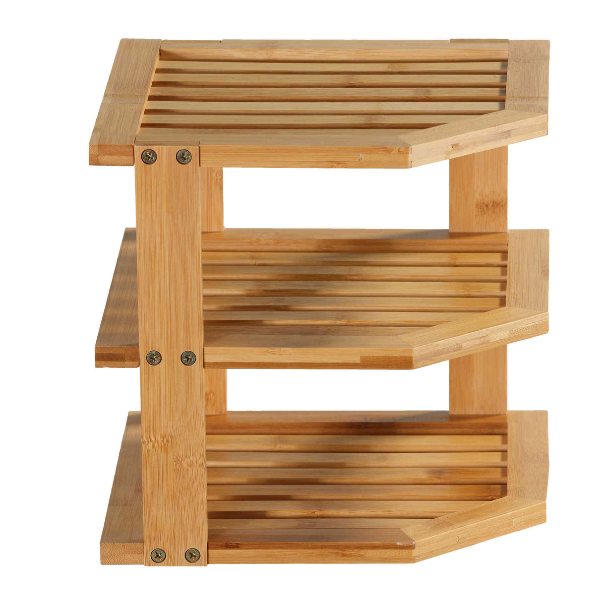 Cortesi Home Sumo Natural Bamboo 3 Tier Countertop Corner Shelf, 10"x10"
