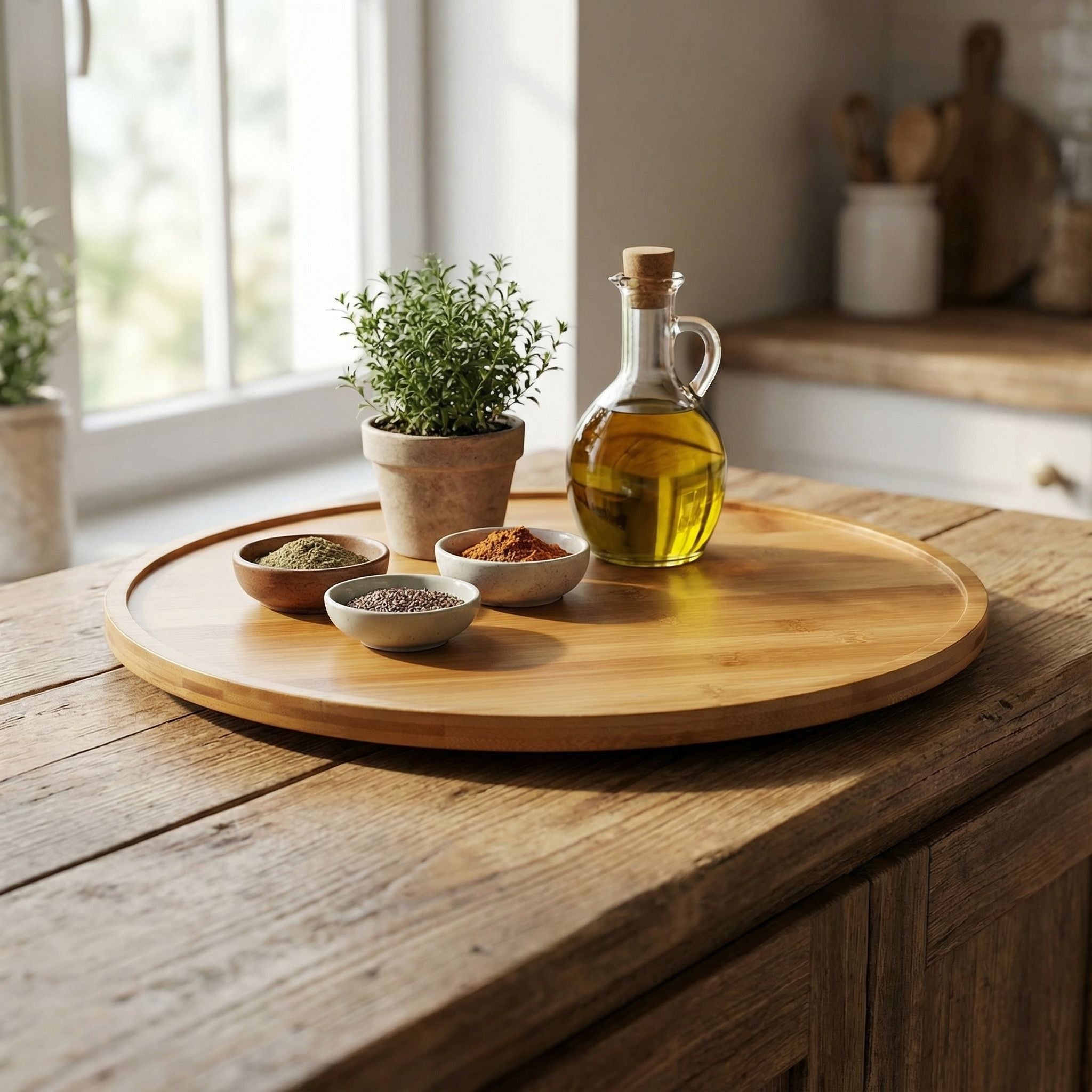 Mici Lazy Susan 14" Turntable in Natural Bamboo