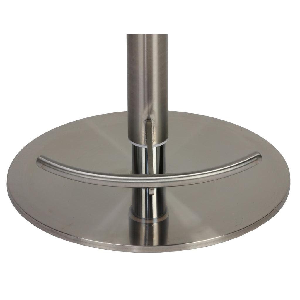 Eros Adjustable Swivel Barstool in Brushed Stainless Steel with Heavy Solid Base, Retro Black