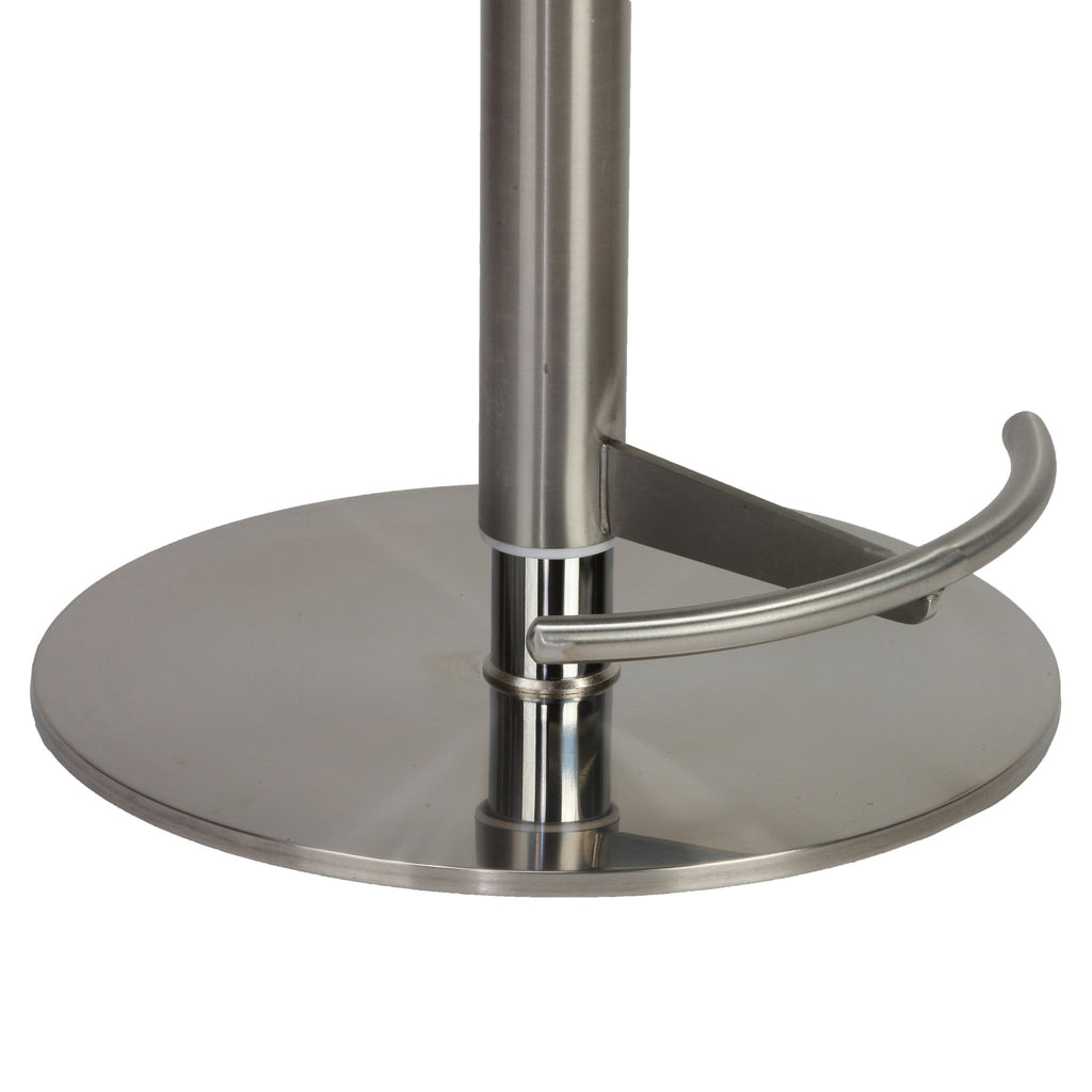 Eros Adjustable Swivel Barstool in Brushed Stainless Steel with Heavy Solid Base, Retro Black
