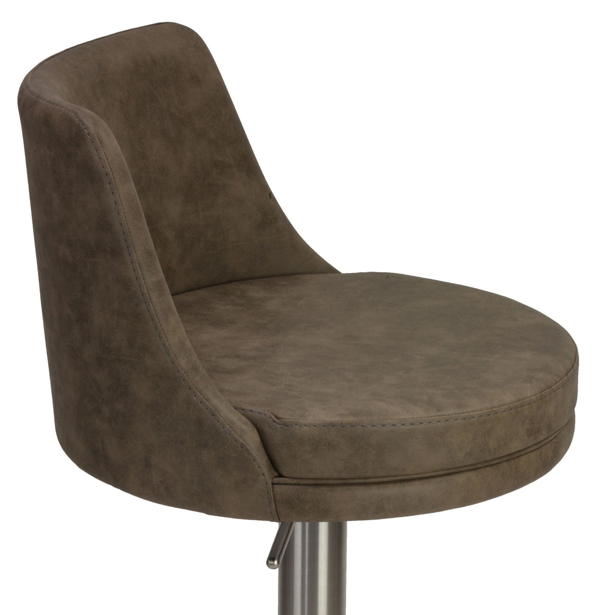 Eros Adjustable Swivel Barstool in Brushed Stainless Steel with Heavy Solid Base, Retro Taupe