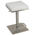 Atlas Adjustable Swivel Barstool in Brushed Stainless Steel with Heavy Solid Base, White
